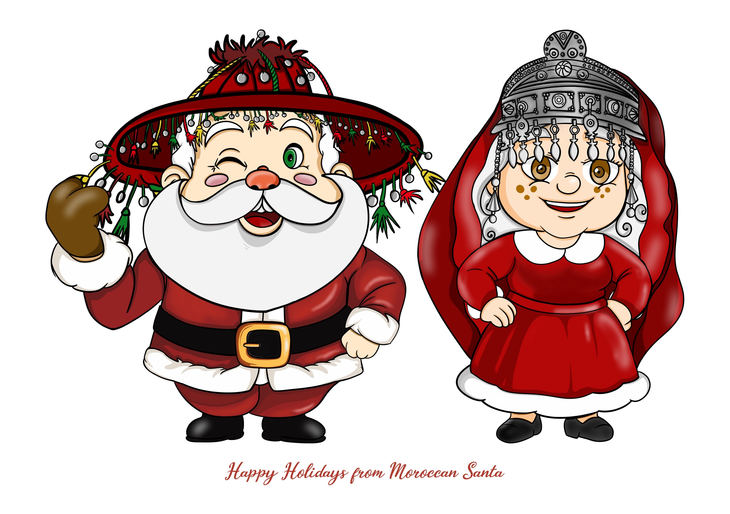 A sample of the unique Moroccan Santa cards