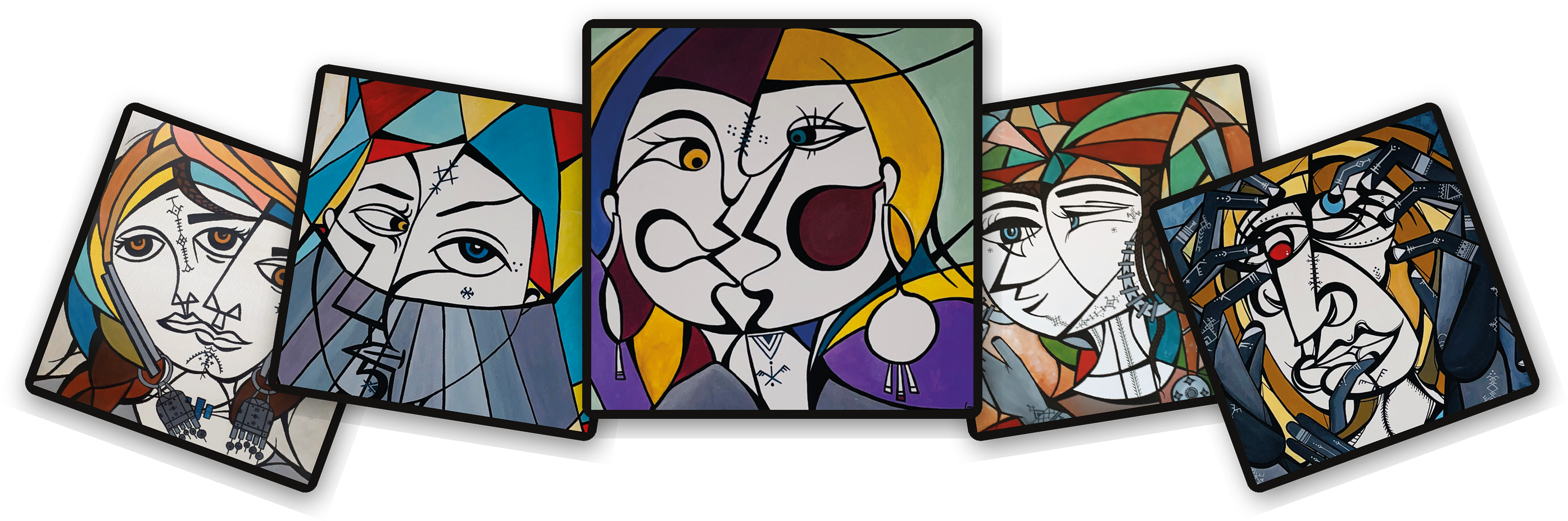 Five paintings by Fadwa Morabet